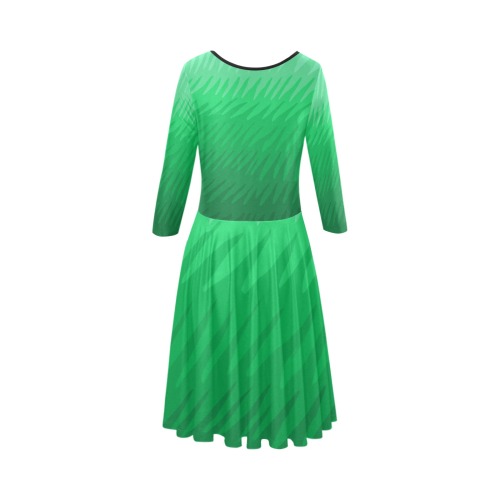 green wavespike Tethys Half-Sleeve Skater Dress(Model D20)