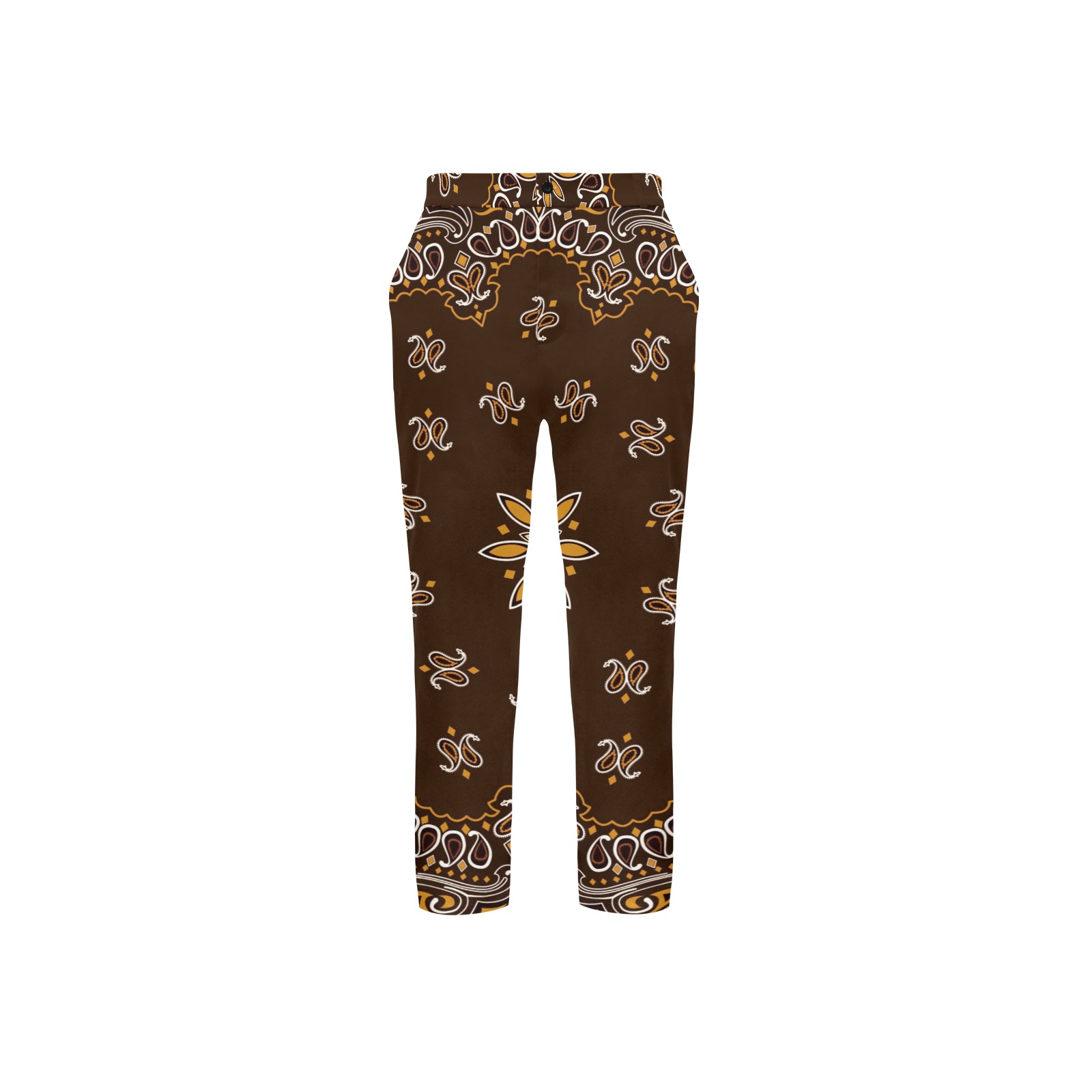 Bandanna Pattern Brown Men's All Over Print Casual Trousers (Model L68)