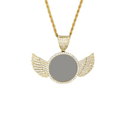 FASHION Wings Gold Photo Pendant with Rope Chain