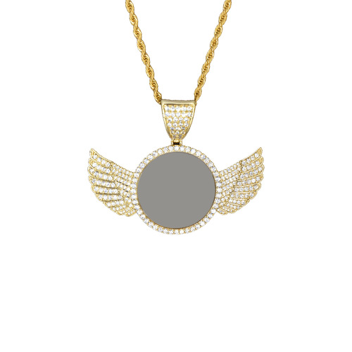 FASHION Wings Gold Photo Pendant with Rope Chain