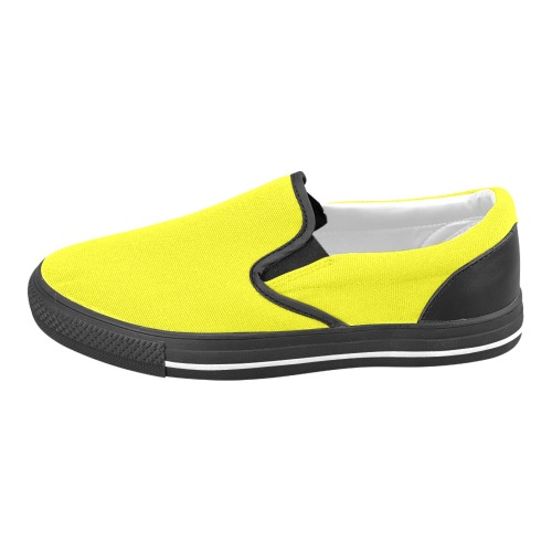 color yellow Men's Slip-on Canvas Shoes (Model 019)