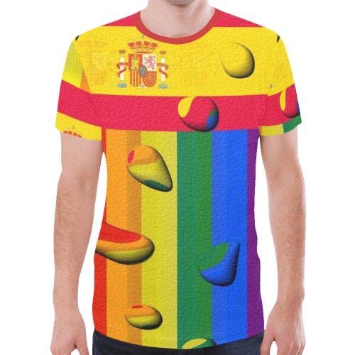 Spain Pride Flag Pop Art by Nico Bielow New All Over Print T-shirt for Men (Model T45)