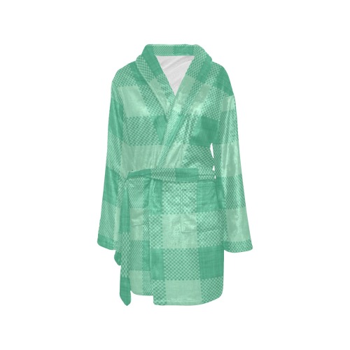 Mint Green Plaid Women's All Over Print Night Robe