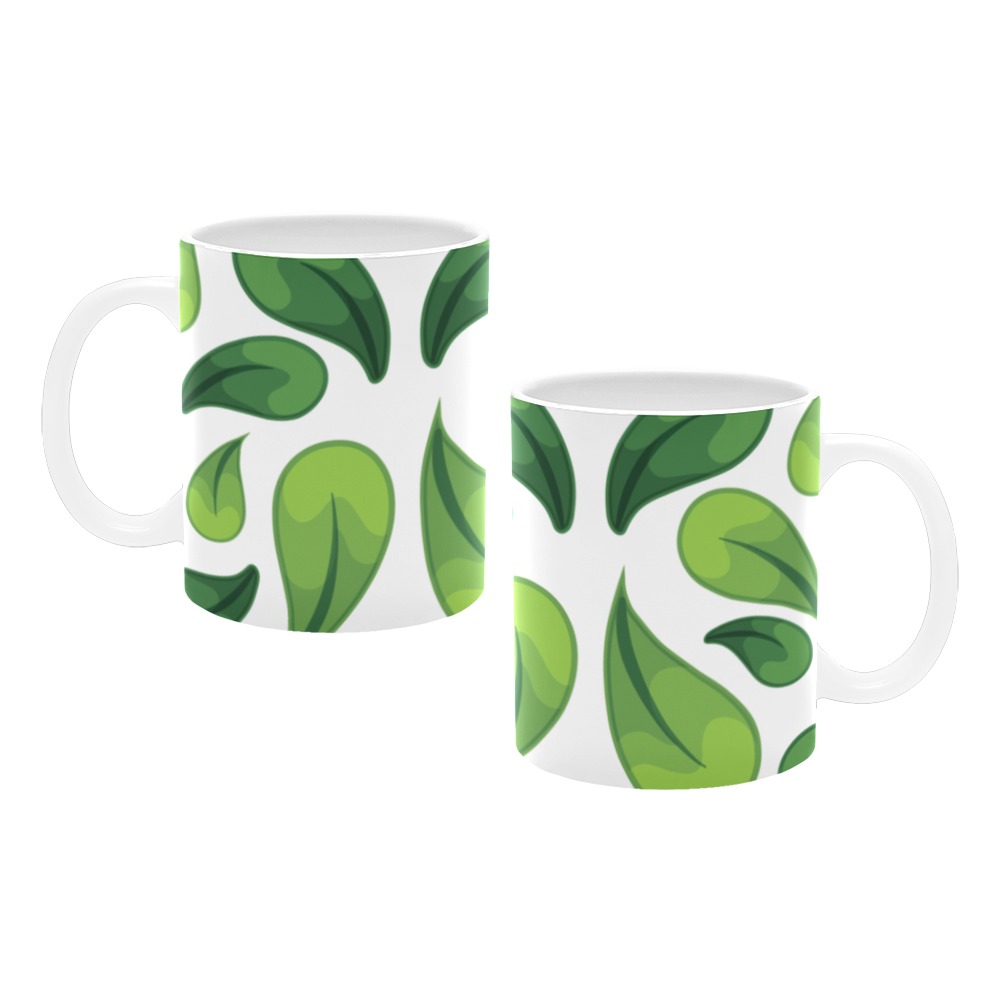 Green leaves pattern White Mug(11OZ)