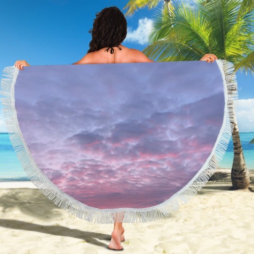 Morning Purple Sunrise Collection Circular Beach Shawl 59"x 59"