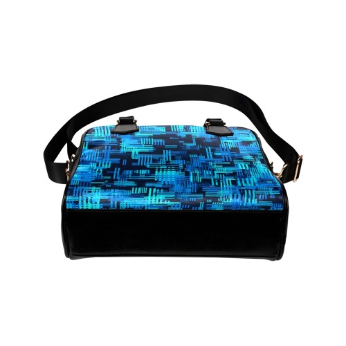 Crosshatch Pattern (Blue/Dark Blue) Shoulder Handbag (Model 1634)
