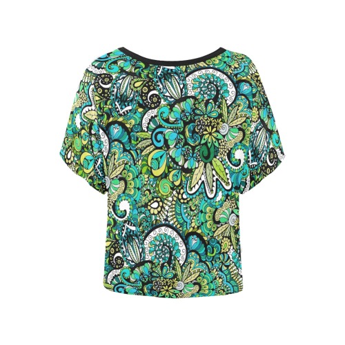 Tropical Illusion Women's Batwing-Sleeved Blouse T shirt (Model T44)