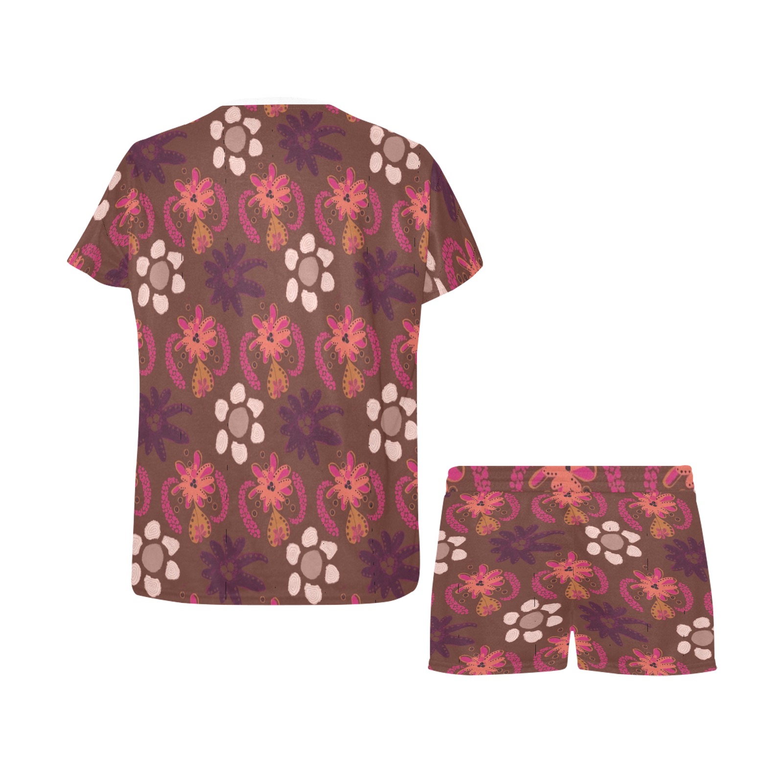 Retro floral Women's Short Pajama Set