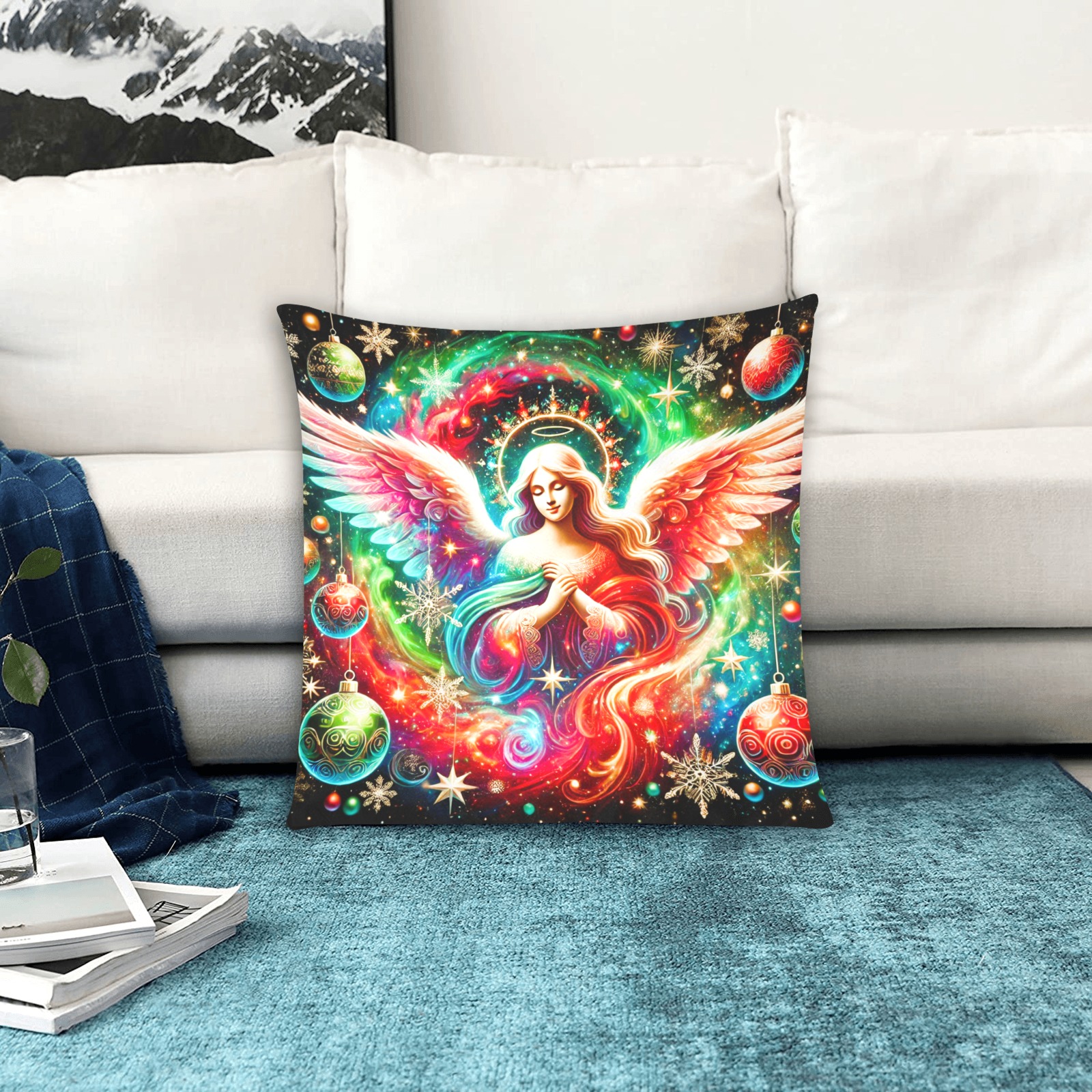 Christmas angel 20x20 Custom Zippered Pillow Cases 20"x20" (Two Sides)