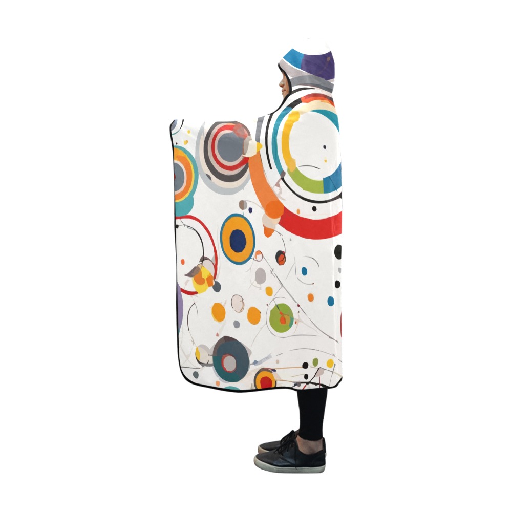 Colorful circles, dots, lines abstract art. Hooded Blanket 60''x50''