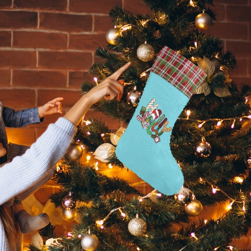 Holly Jolly Teacher Sequin Christmas Stocking