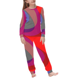 Red Abstract 714 Kids' All Over Print Pajama Set