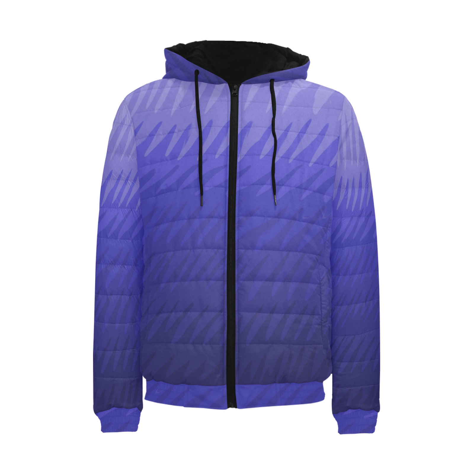 dk blue wavespike Men's Padded Hooded Jacket (Model H42)