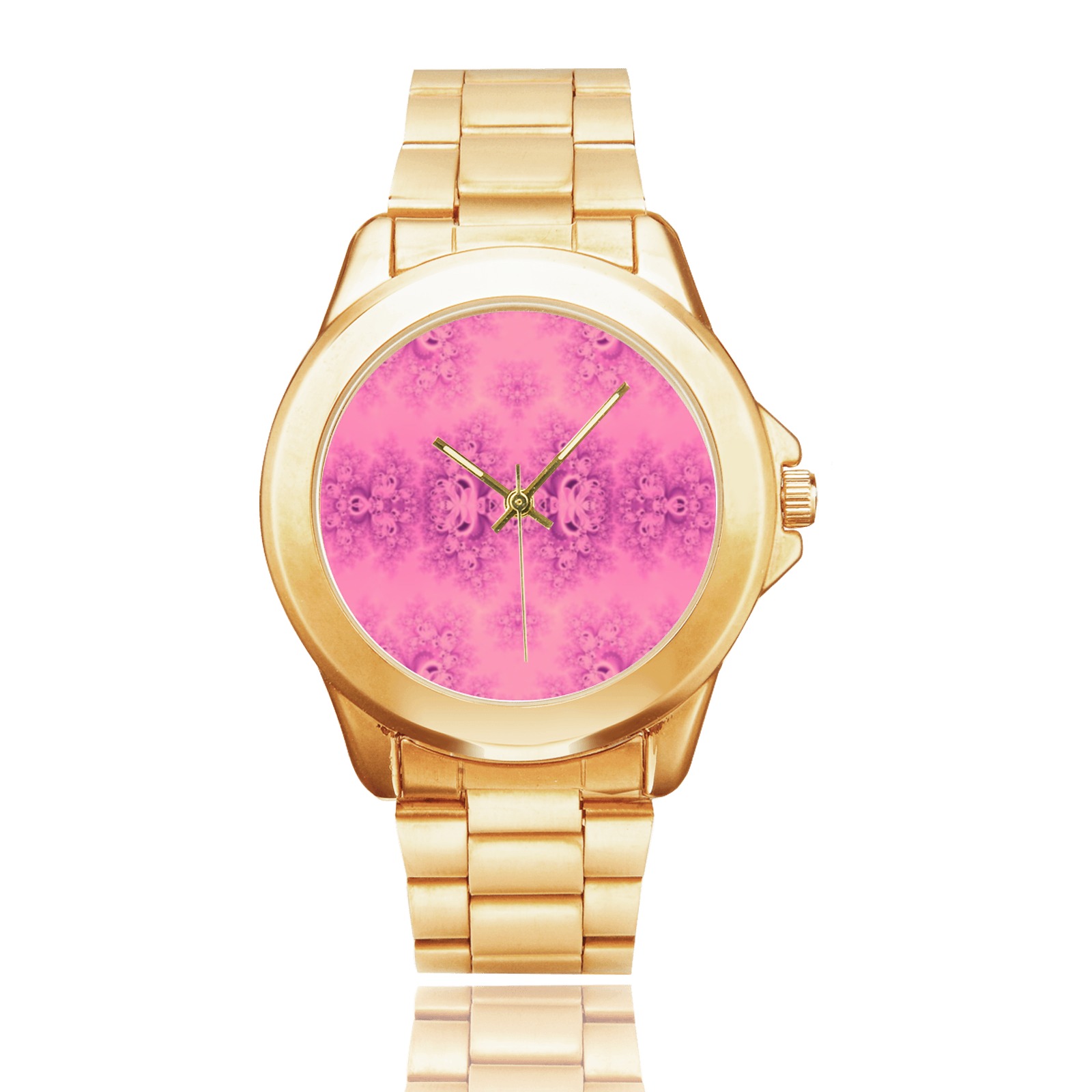 Pink Morning Frost Fractal Custom Gilt Watch(Model 101)