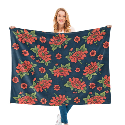 Red Flowers Ultra-Soft Micro Fleece Blanket 60"x50"