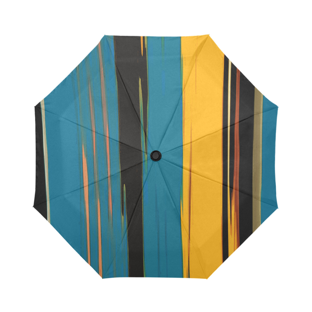 Black Turquoise And Orange Go! Abstract Art Auto-Foldable Umbrella (Model U04)