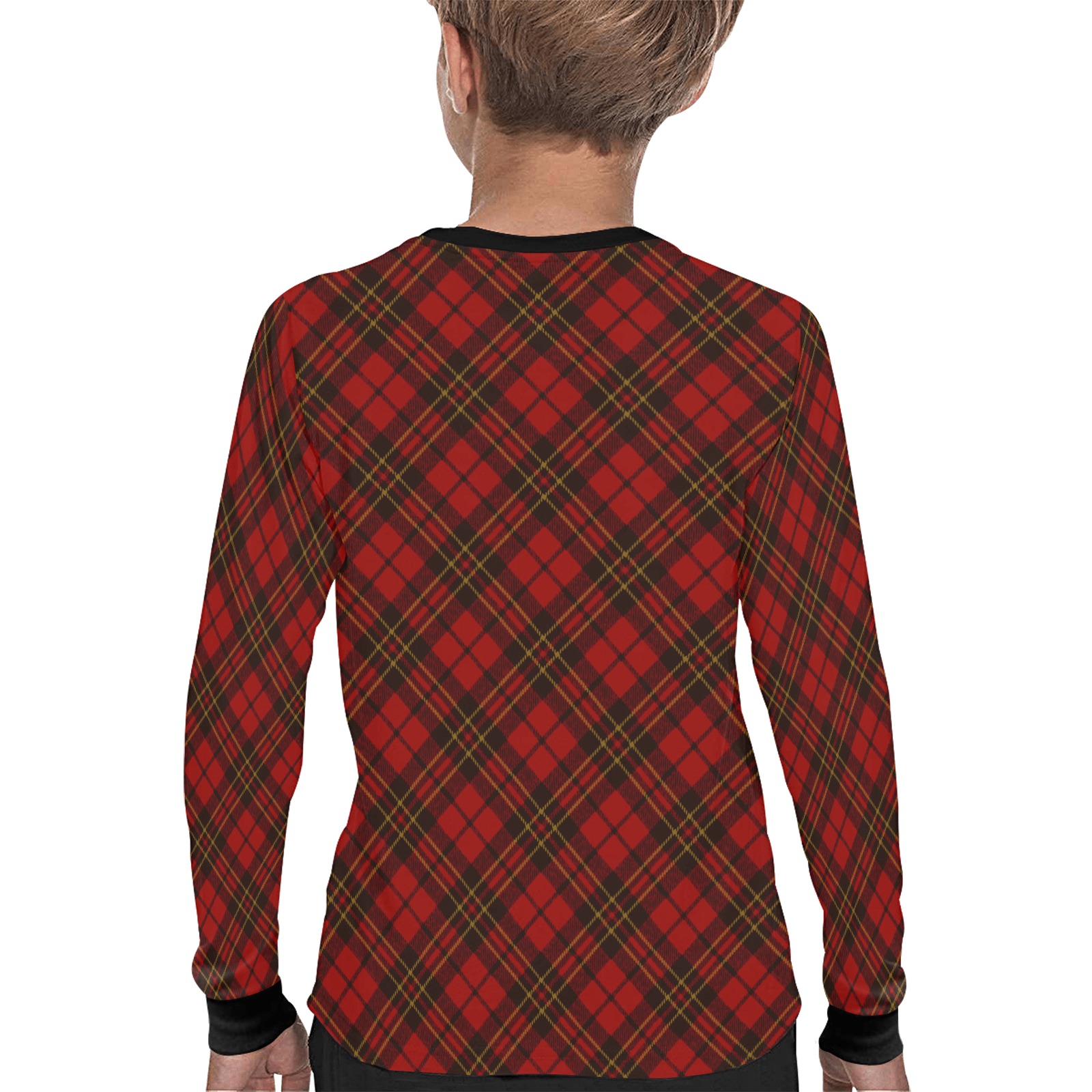 Red tartan plaid winter Christmas pattern holidays Kids' All Over Print Long Sleeve T-shirt (Model T51)