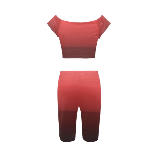 orn red Women's Crop Top Yoga Set