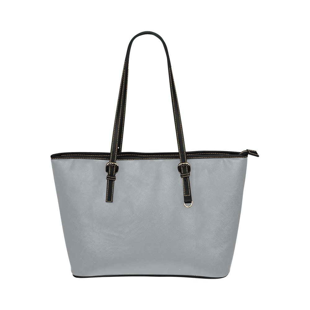 Stratocumulus gray Leather Tote Bag/Small (Model 1651)