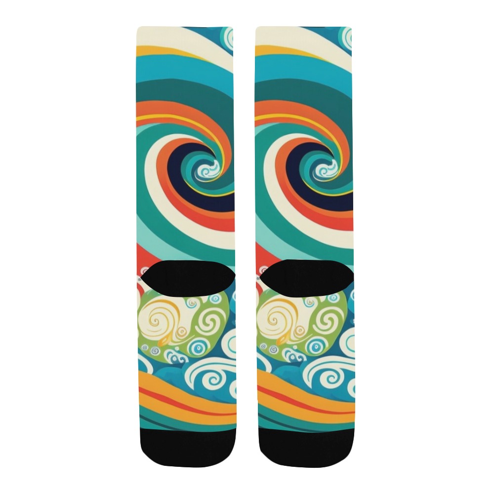 Colorful Ocean Waves Men's Custom Socks