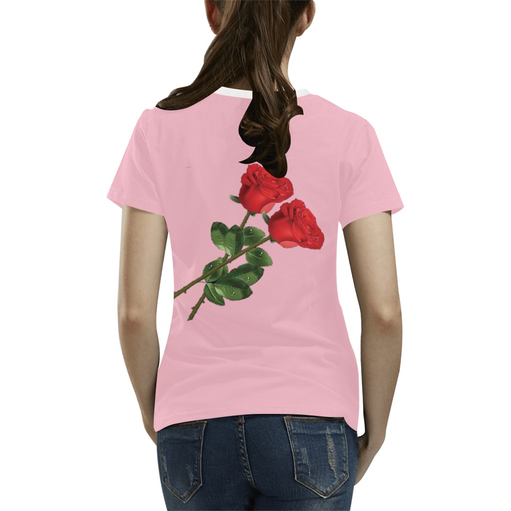 Rose's 2 All Over Print T-Shirt for Women (USA Size) (Model T40)