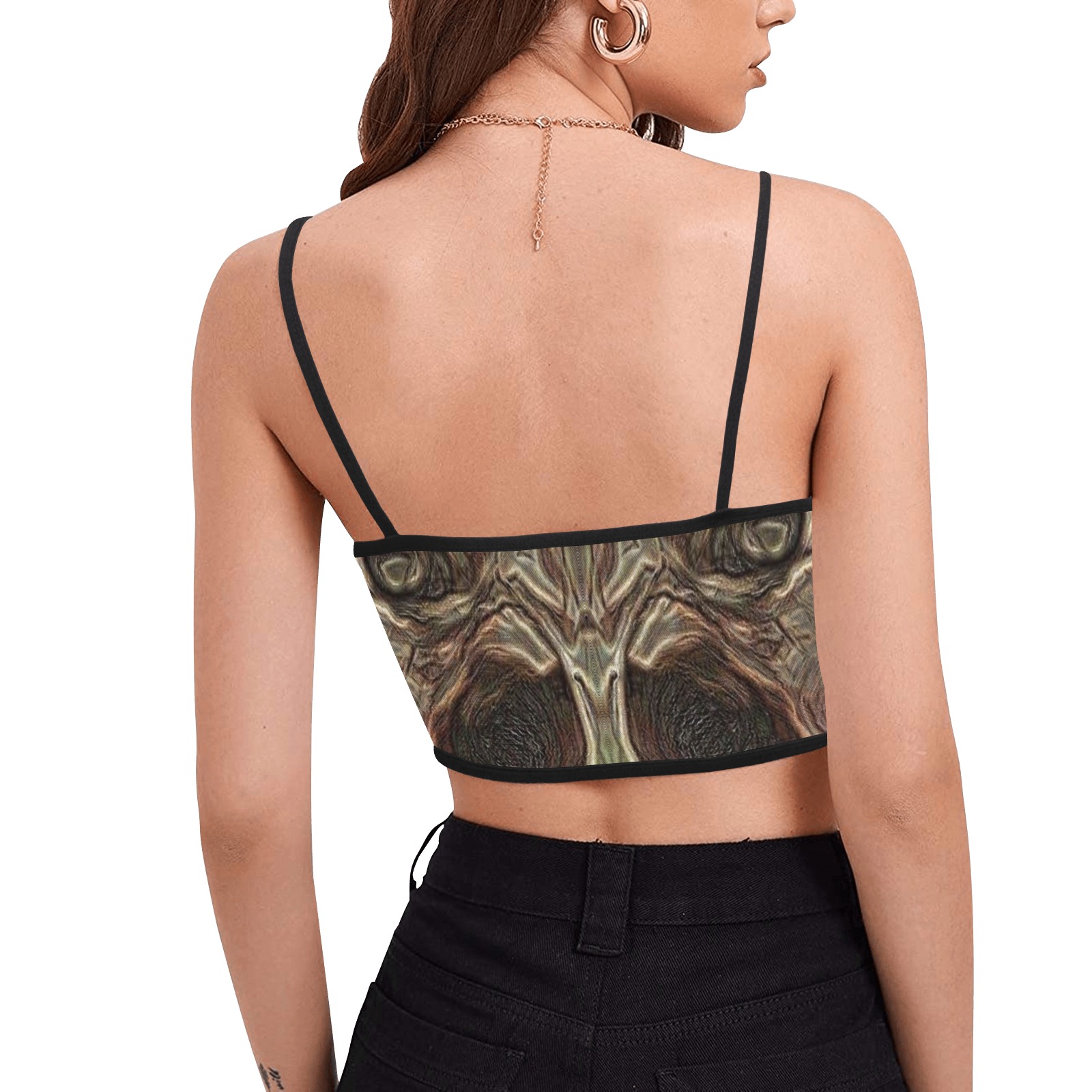 Cats and Snakes. Women's Spaghetti Strap Crop Top (Model T67)