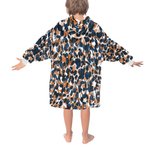 Dots brushstrokes animal print Blanket Hoodie for Kids