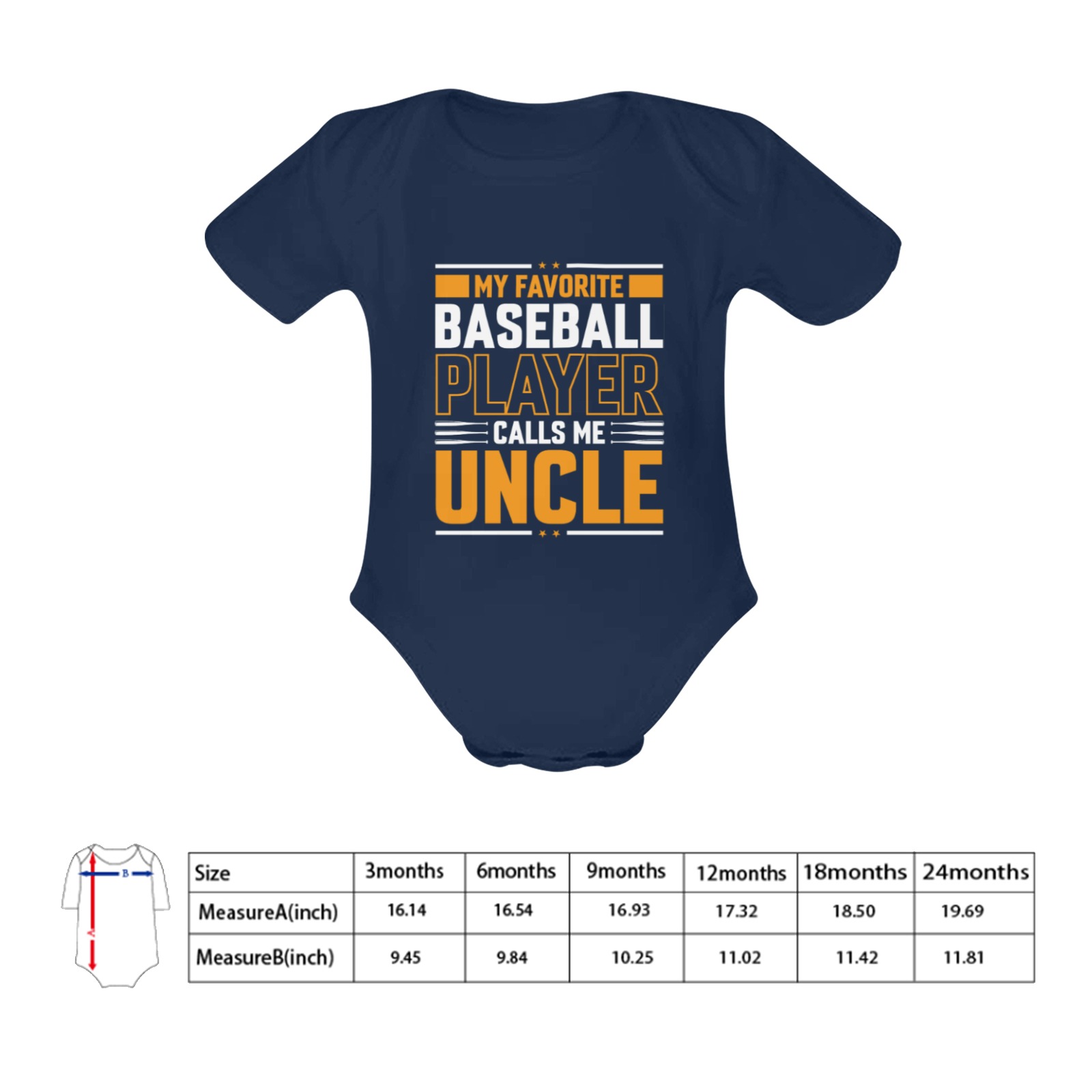 My Favorite Player Calls Me Uncle Baby Powder Organic Short Sleeve One Piece (Model T28)