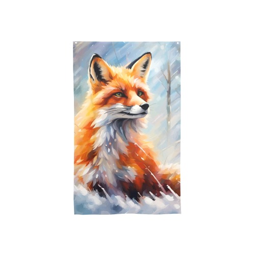 Lovely red fox animal winter forest snow chic art House Flag 34.5"x56"