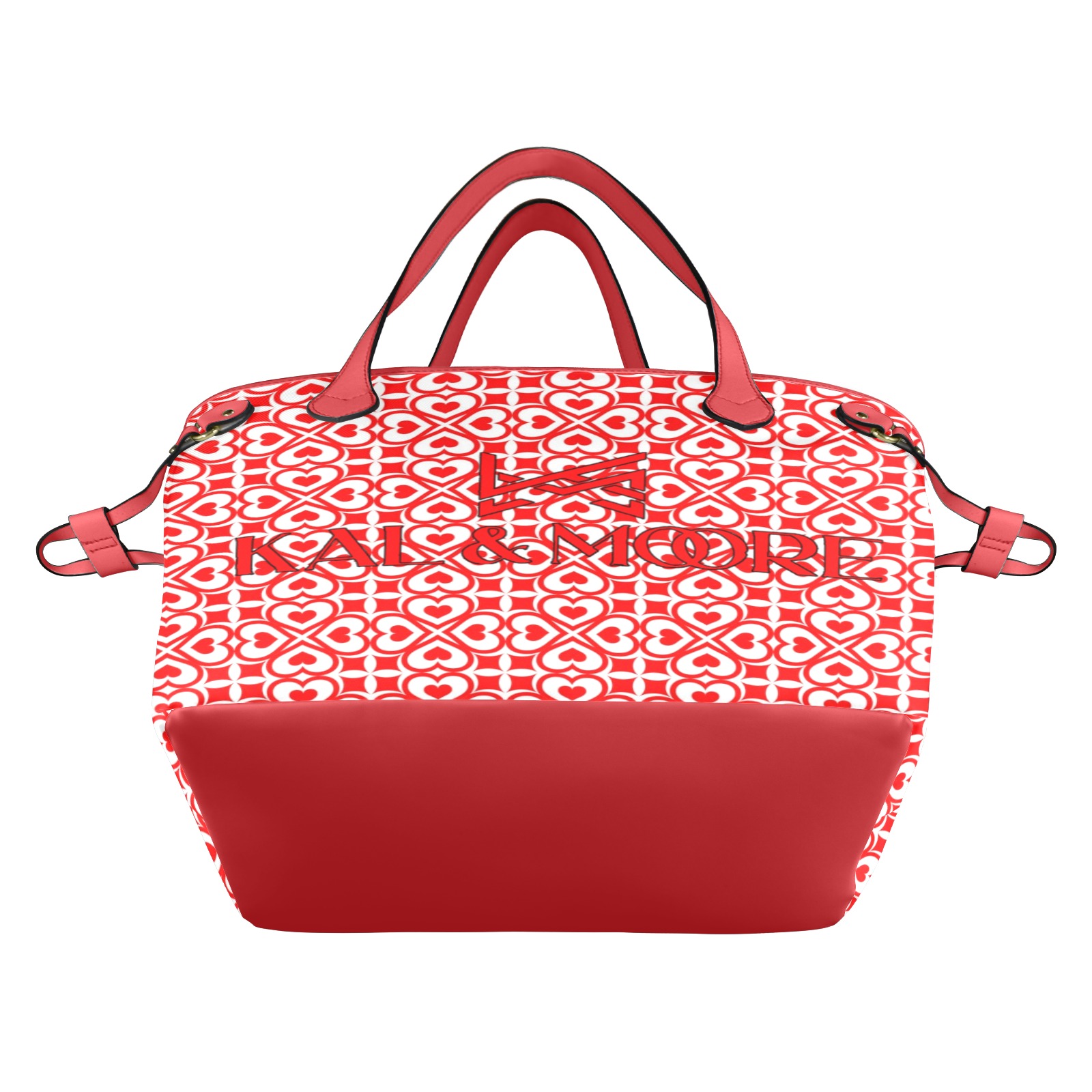 Kal Moore Black Red Logo Handbag Clover Canvas Tote Bag (Model 1661)