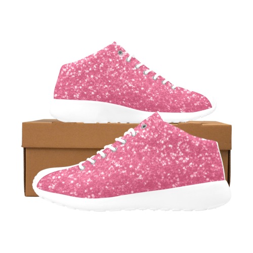 Magenta light pink red faux sparkles glitter Women's Basketball Training Shoes (Model 47502)