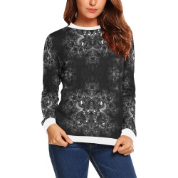 Frost at Midnight Fractal All Over Print Crewneck Sweatshirt for Women (Model H18)