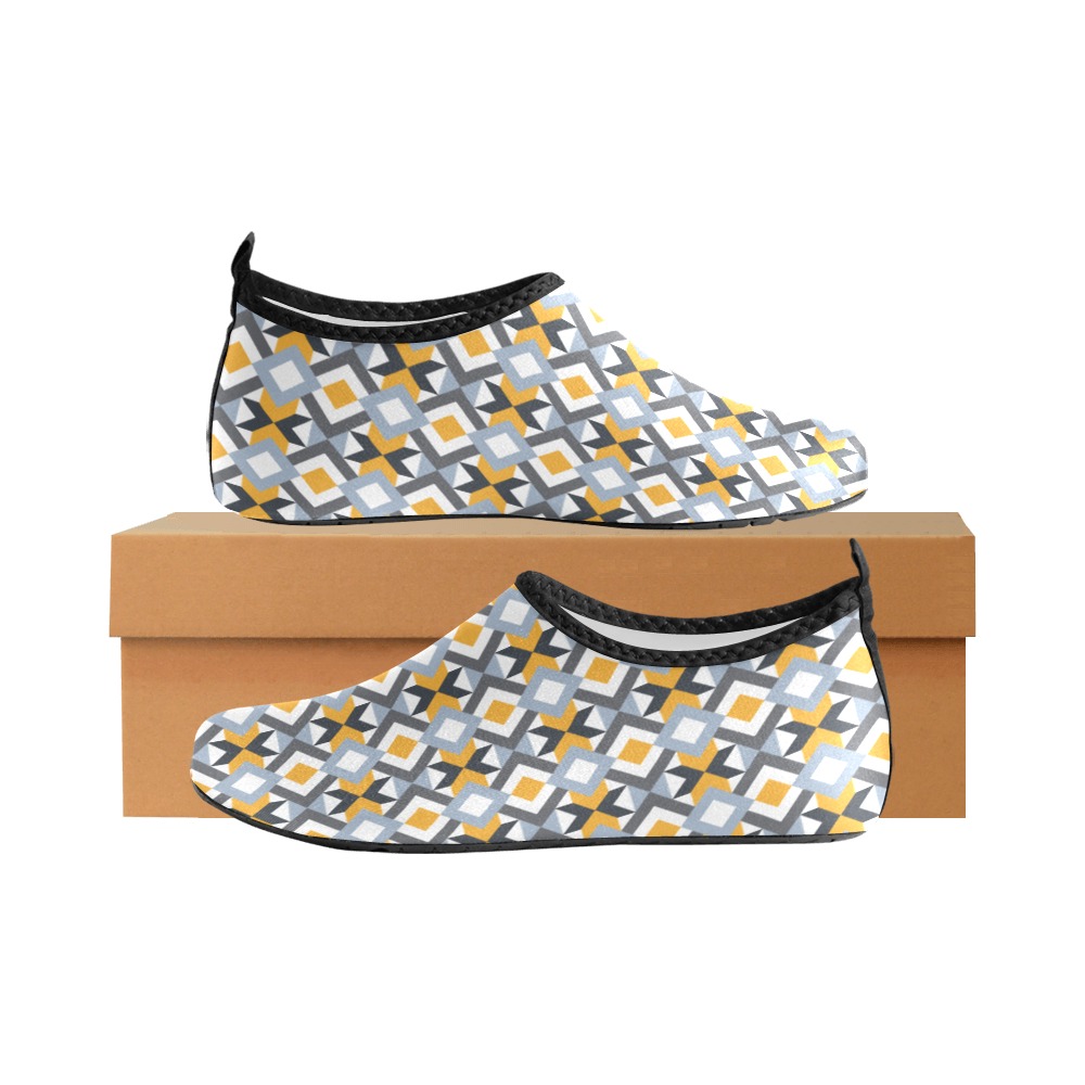 Retro Angles Abstract Geometric Pattern Women's Slip-On Water Shoes (Model 056)