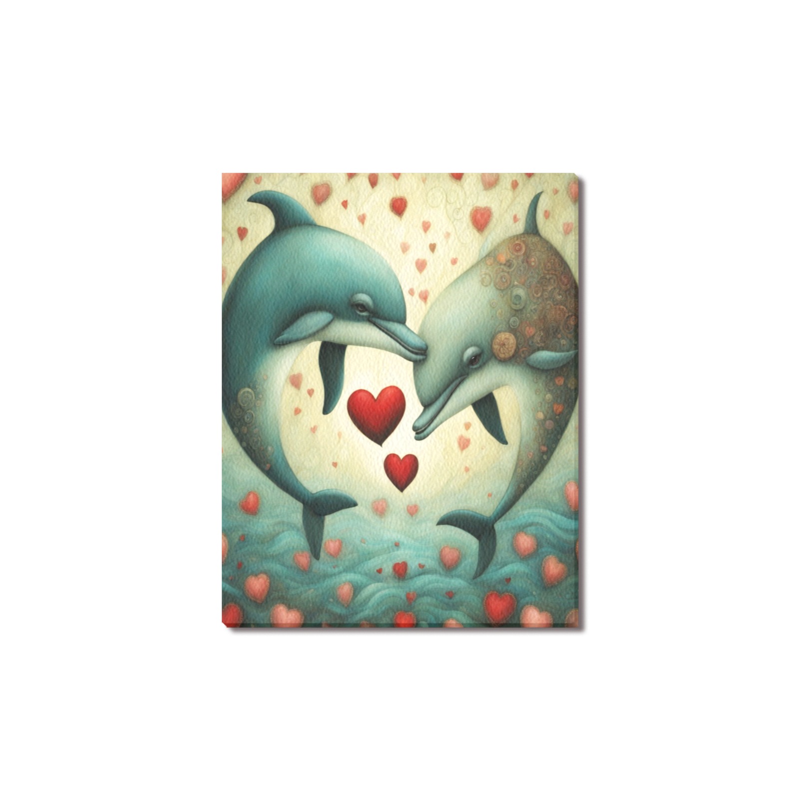 Dolphin Love 2 Upgraded Canvas Print 11"x14"