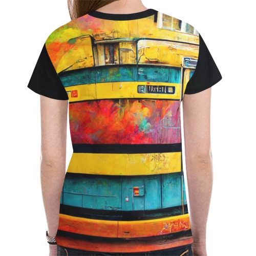 graffiti style train New All Over Print T-shirt for Women (Model T45)