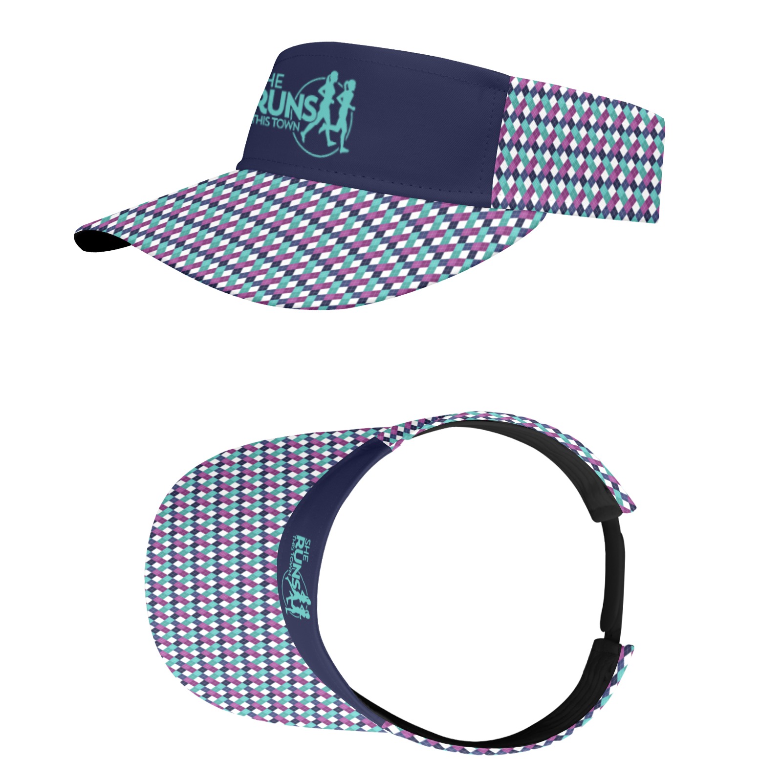 logo navy aqua All Over Print Sports Visor