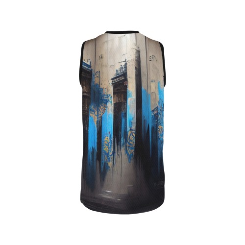 graffiti street black and blue All Over Print Basketball Jersey