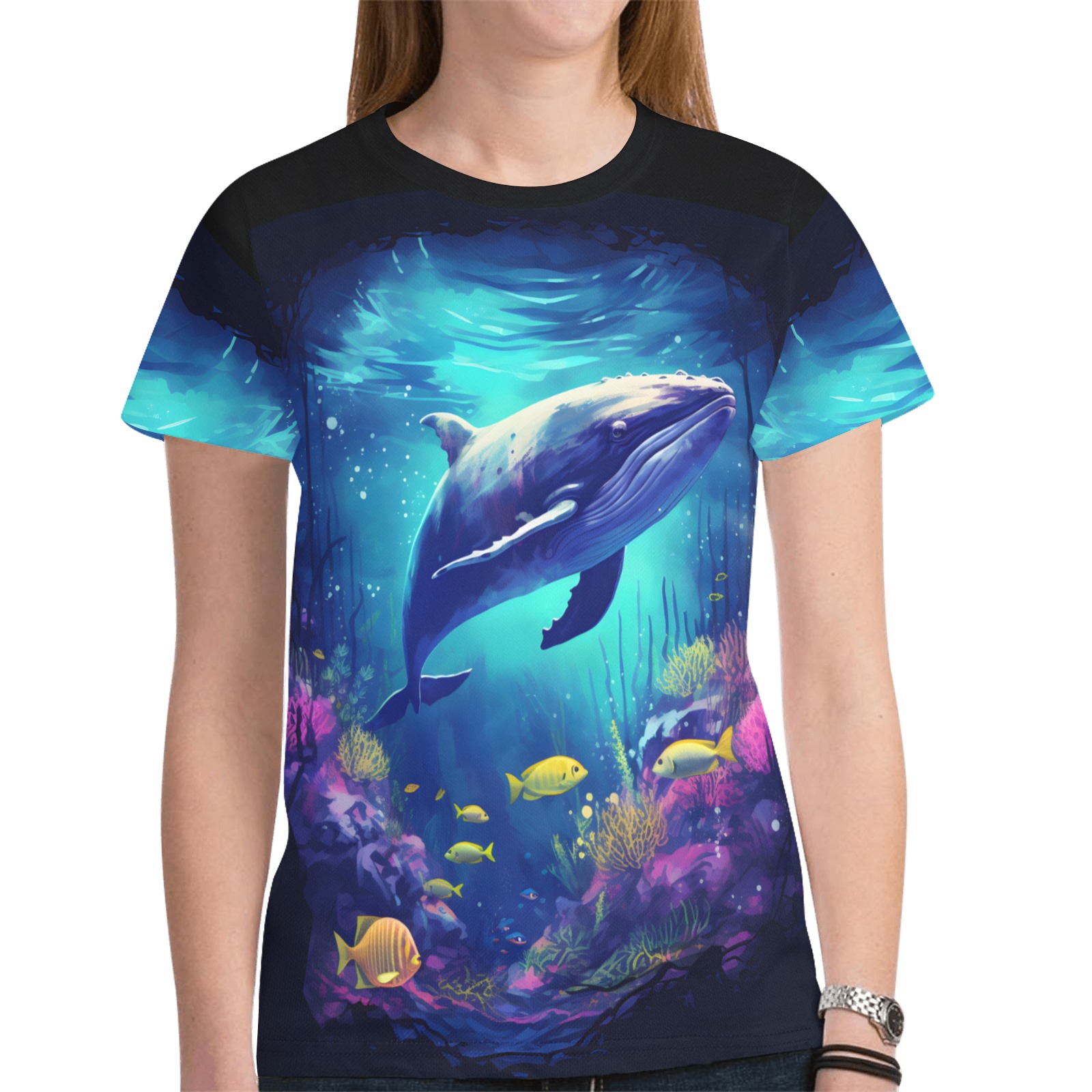 Humpback Whale New All Over Print T-shirt for Women (Model T45)