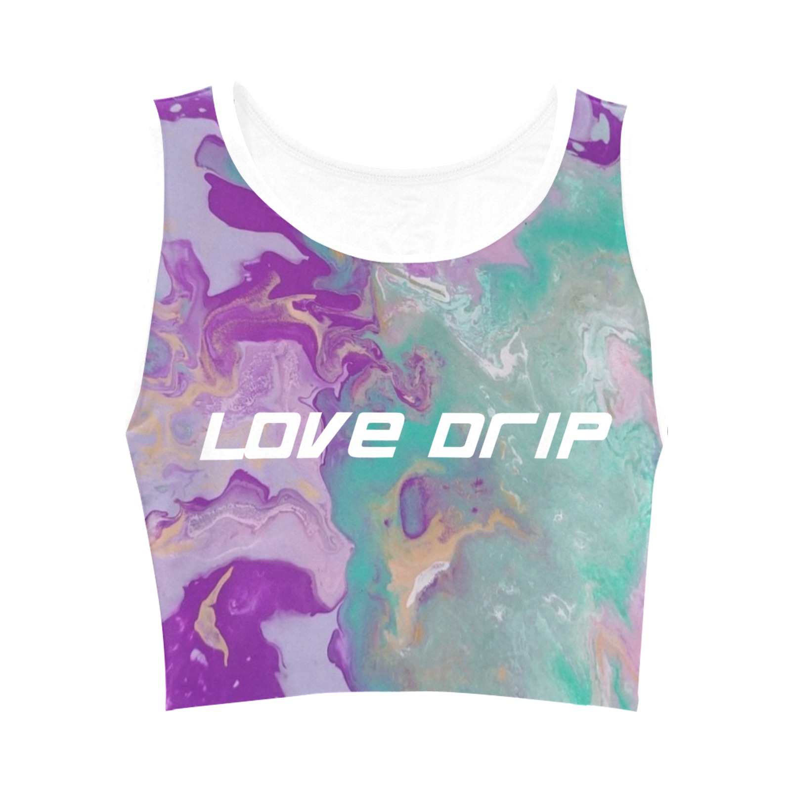 Aqua Love Drip Crop Women's Crop Top (Model T42)