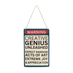 Warning Creative Genius Sign 8x12in Metal Tin Sign 8"x12"