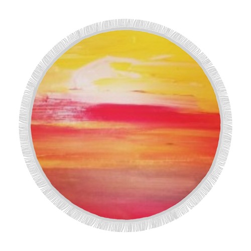 Orange Sunset Circular Beach Shawl 59"x 59"