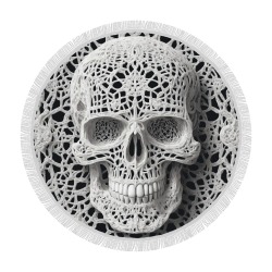 Funny elegant skull made of lace macrame Circular Beach Shawl 59"x 59"
