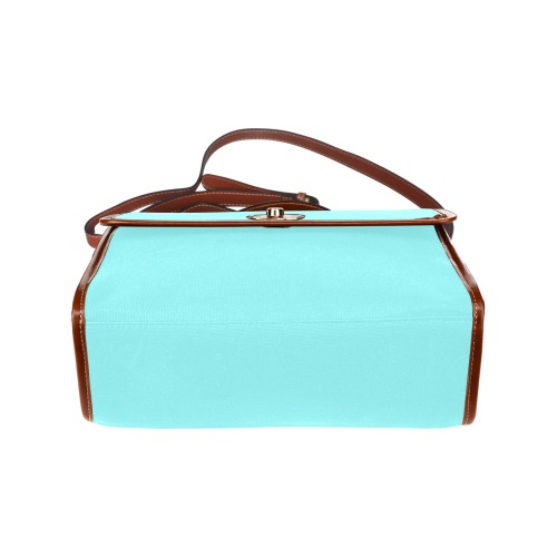 color ice blue Waterproof Canvas Bag-Brown (All Over Print) (Model 1641)