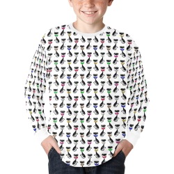 Black Cats Wearing Bow Ties Kids' Rib Cuff Long Sleeve T-shirt (Model T64)