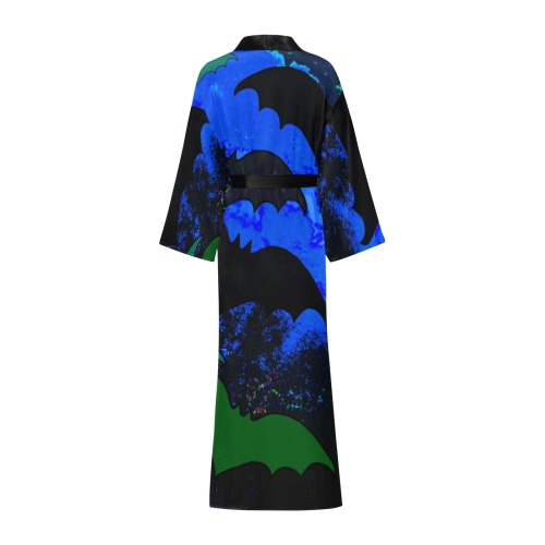 Bats In Flight Blue Long Kimono Robe