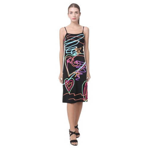 Crazy Hearts Abstract Art to Wear Alcestis Slip Dress (Model D05)