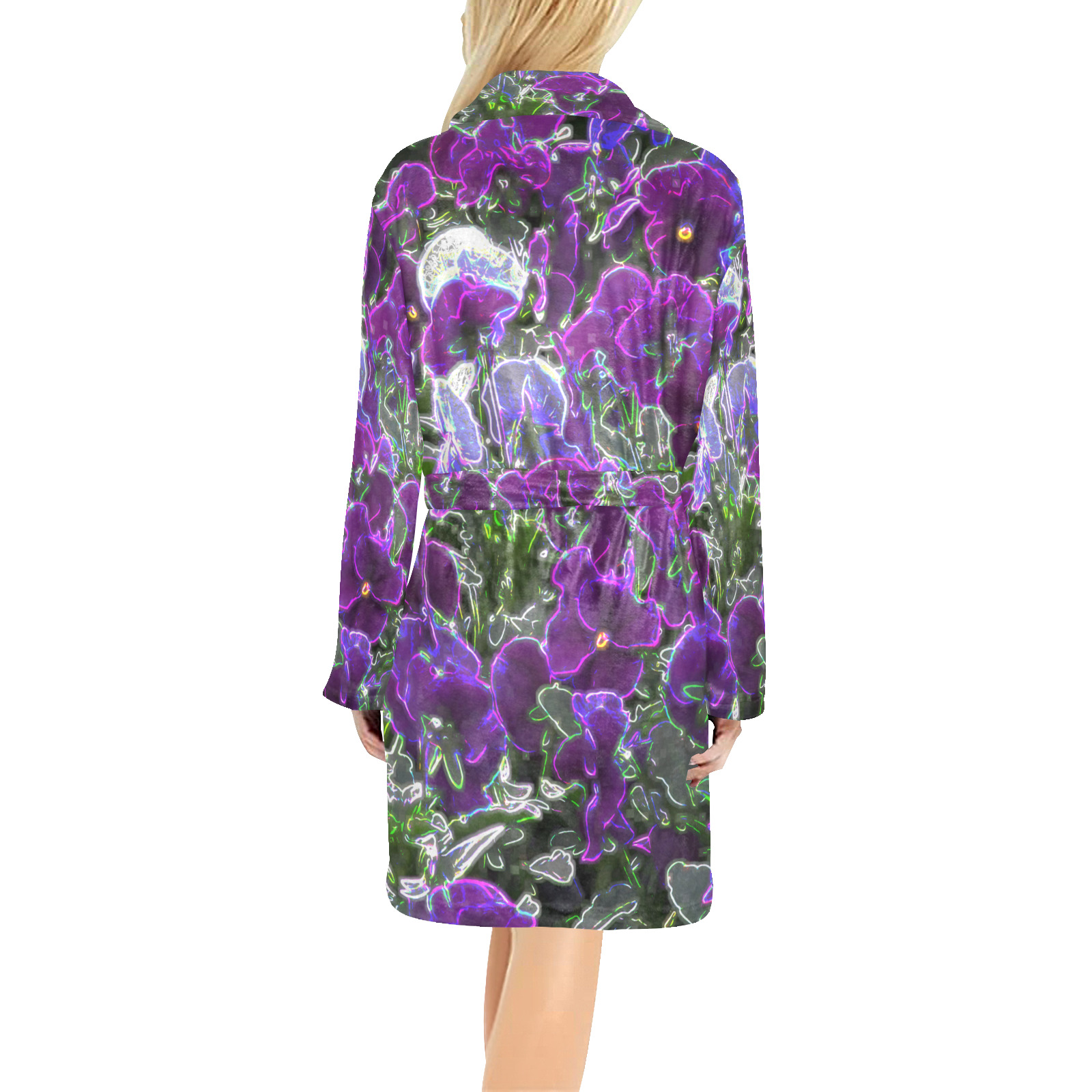 Field Of Purple Flowers 8420 Women's All Over Print Night Robe