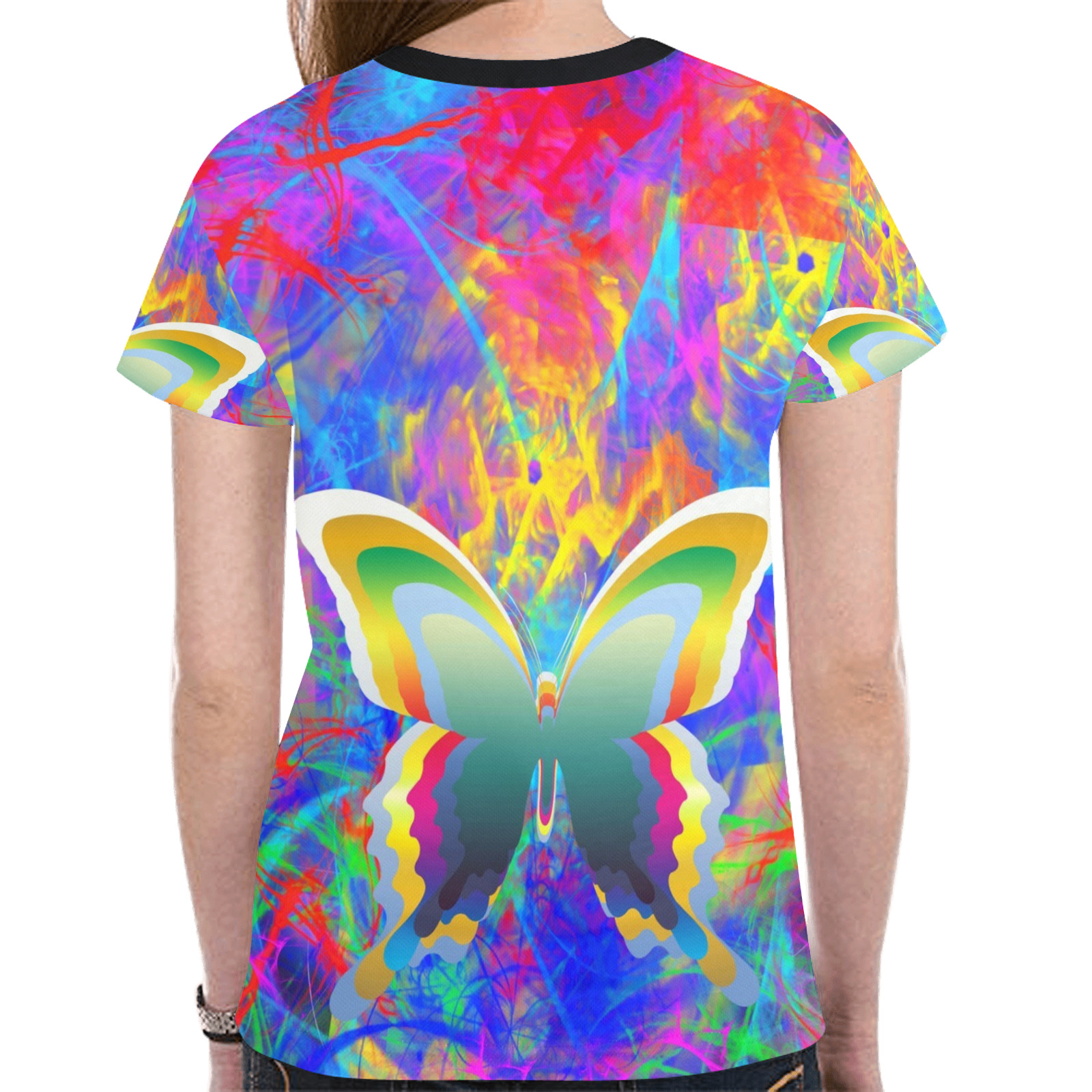 Psychedelic Butterflies New All Over Print T-shirt for Women (Model T45)