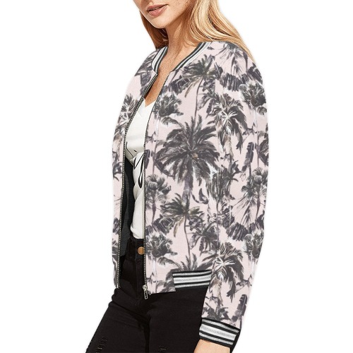 Obsession_tropical_palm_trees All Over Print Bomber Jacket for Women (Model H21)