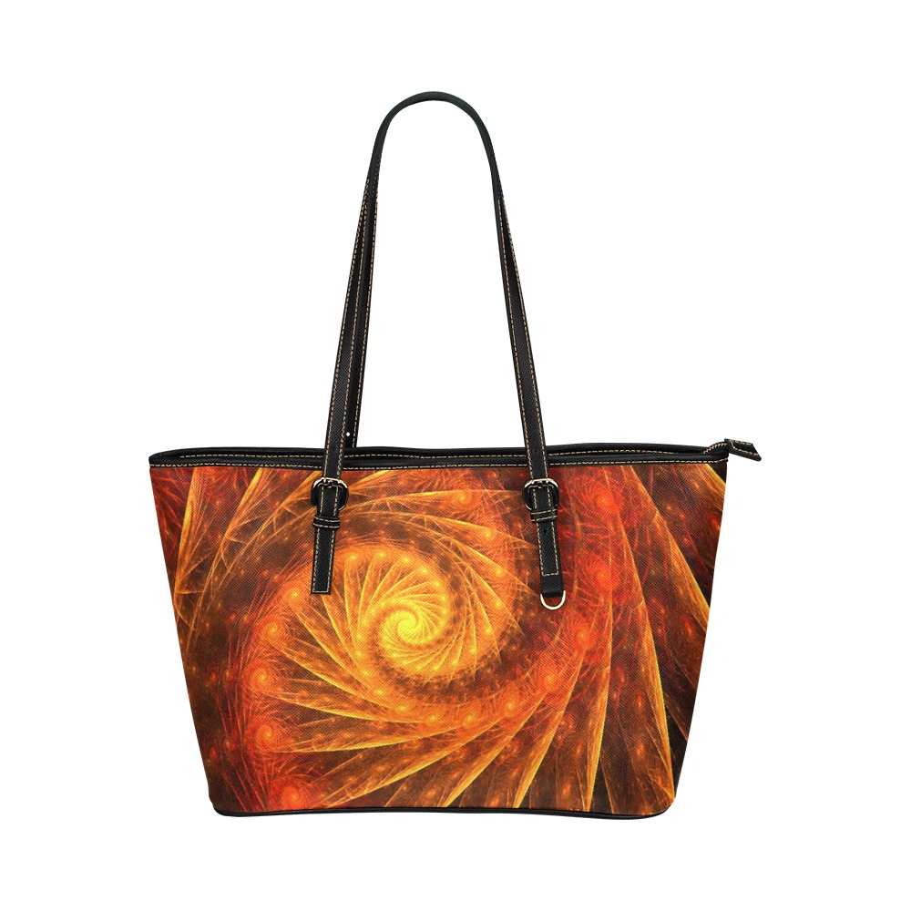RING OF FIRE Leather Tote Bag/Small (Model 1651)
